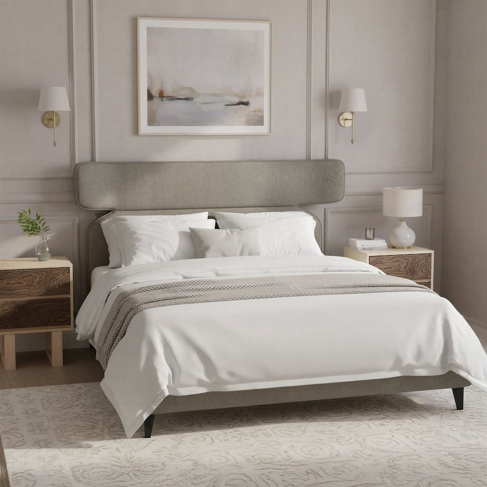 Dusa Queen Bed Olive Brown. Picture 2