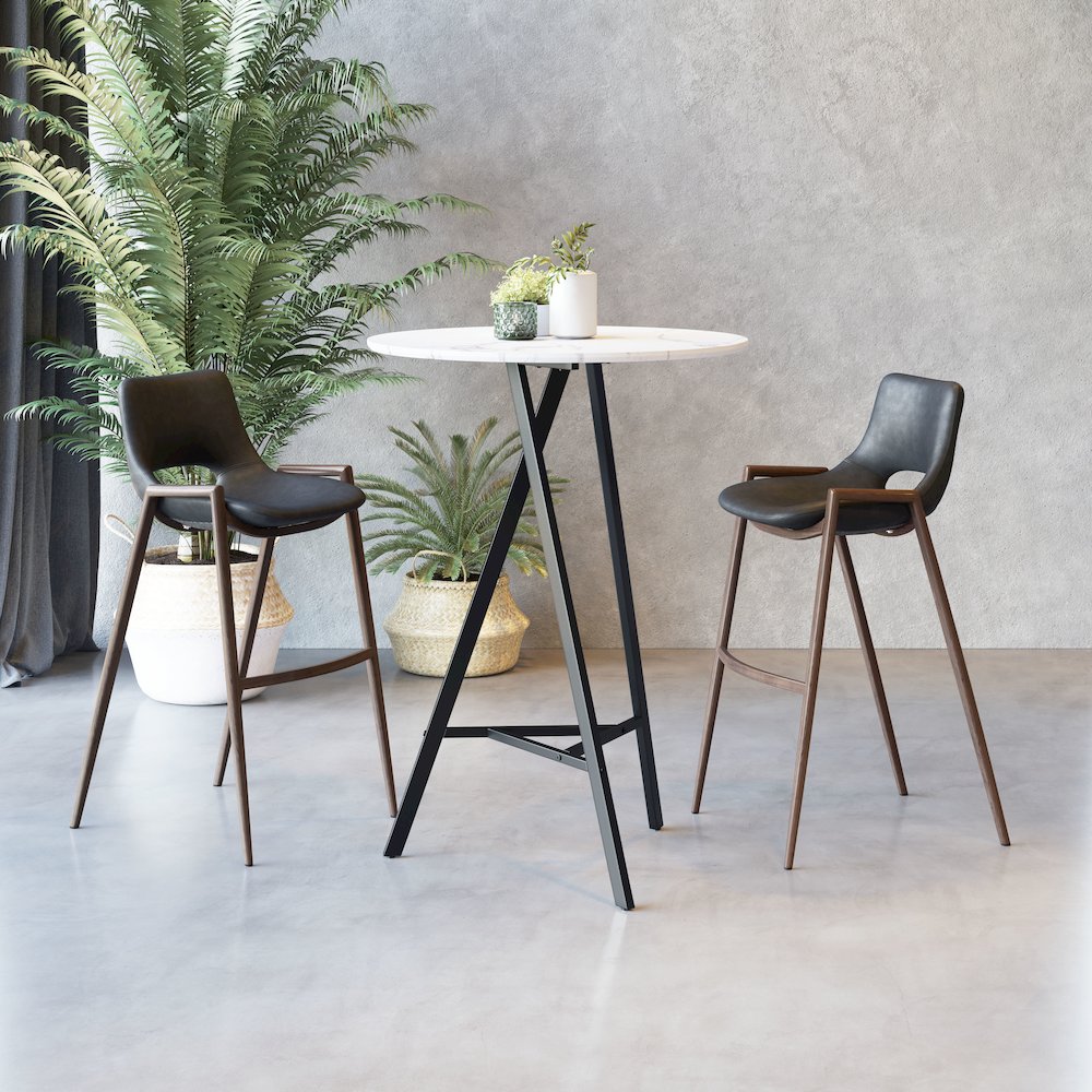 Desi Barstool (Set of 2) Black & Walnut. Picture 3