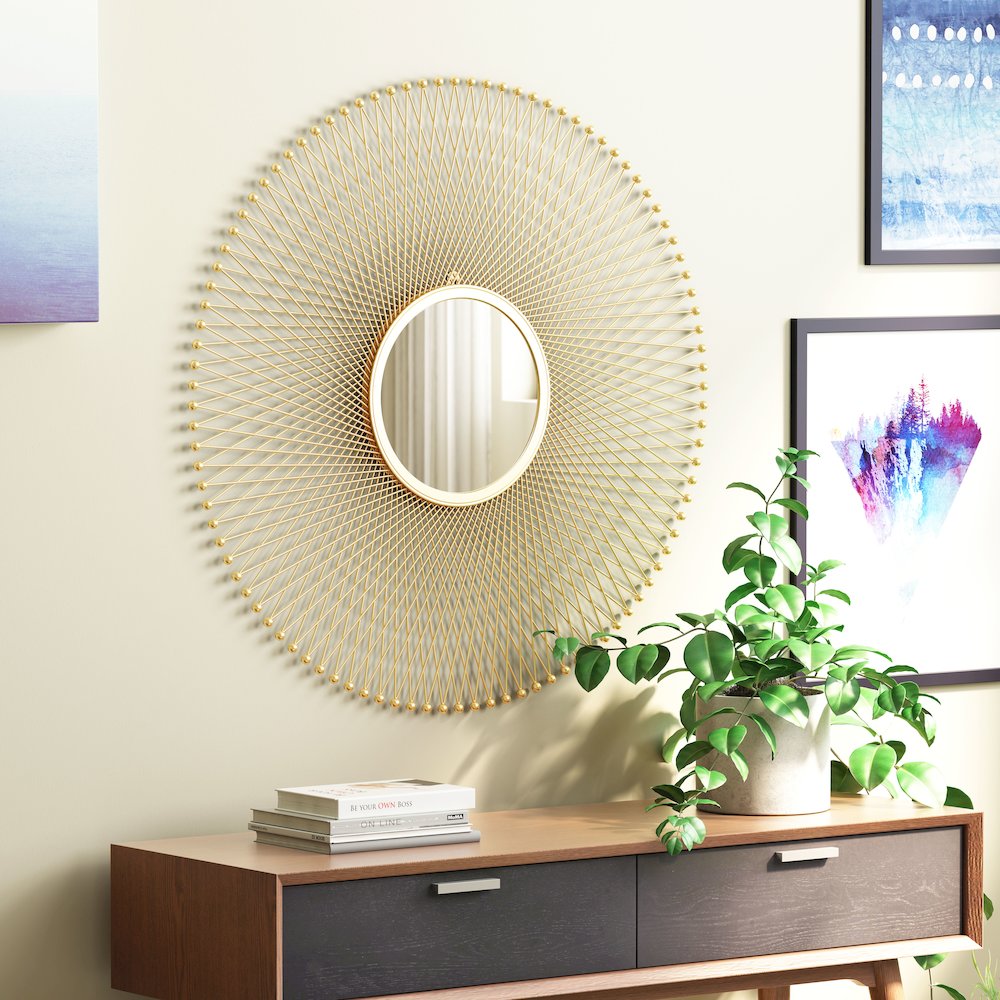 Glow Round Mirror Gold. Picture 6