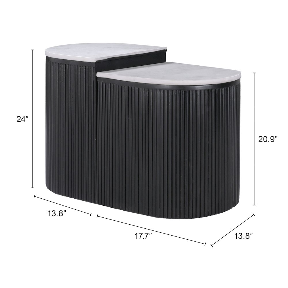Ormara Side Table Set (2-Piece) White & Black. Picture 7