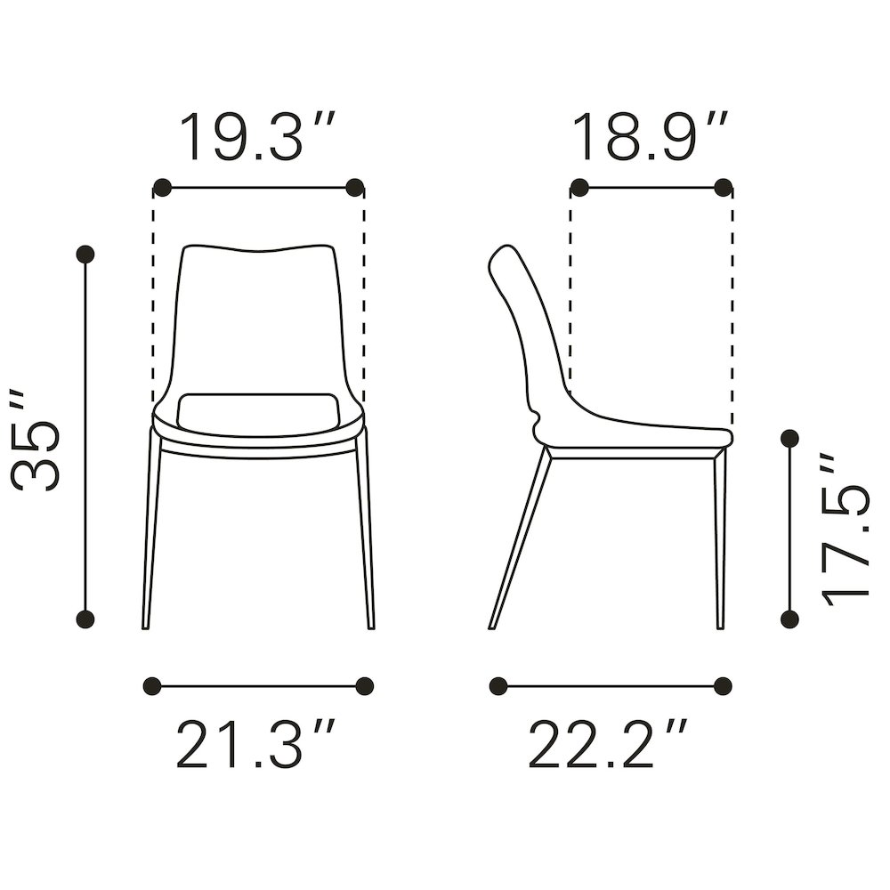 Ace Dining Chair (Set of 2) Black & Silver. Picture 12