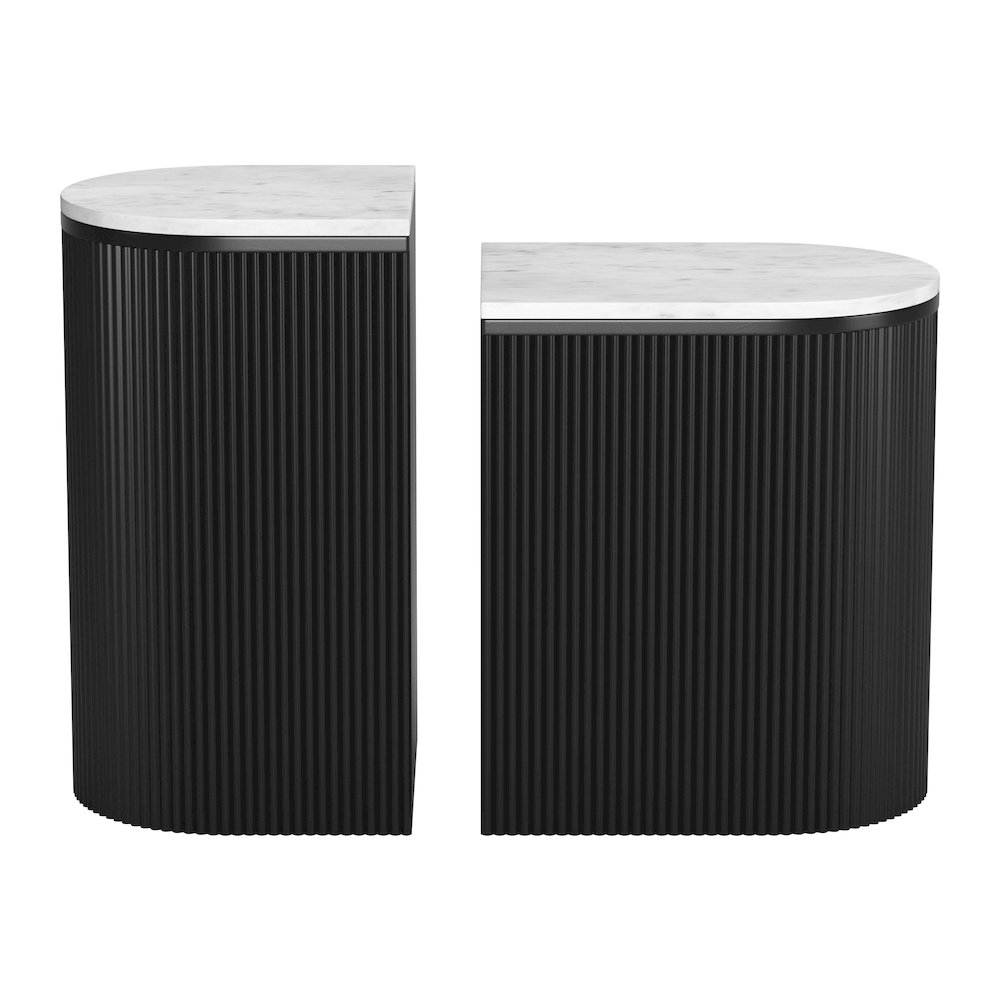 Ormara Side Table Set (2-Piece) White & Black. Picture 3