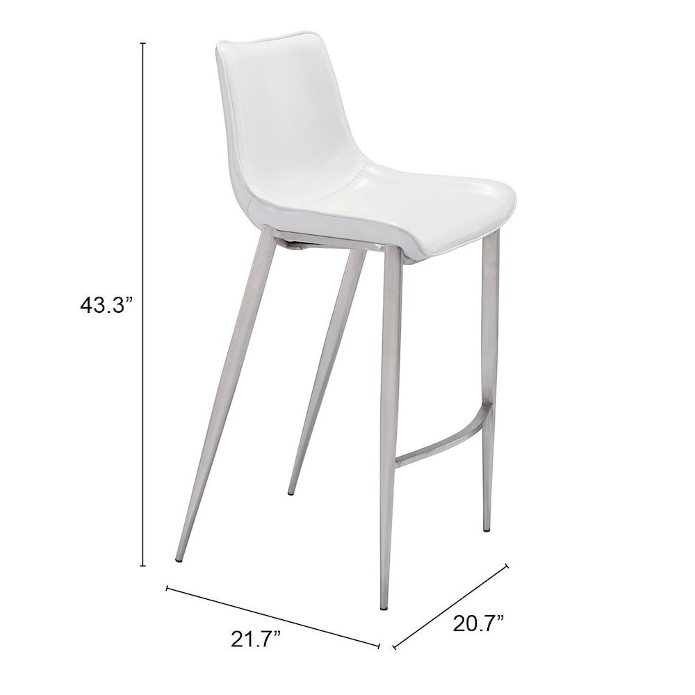 Magnus Barstool (Set of 2) White & Silver. Picture 7