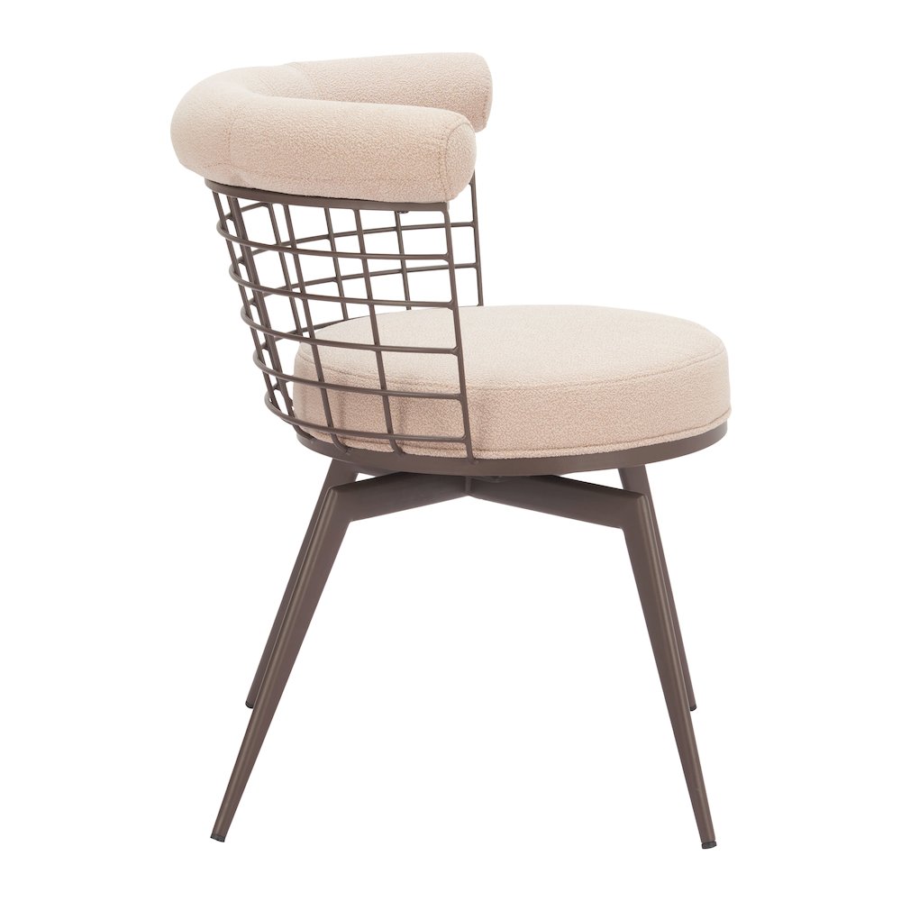 Saku Swivel Dining Chair Beige & Brown. Picture 5