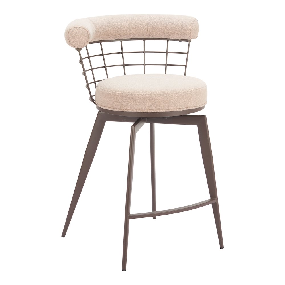 Saku Swivel Counter Stool Beige & Brown. Picture 7