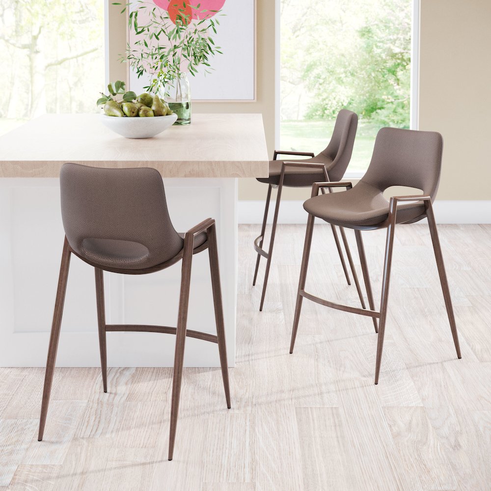 Desi Counter Stool (Set of 2) Brown & Walnut. Picture 8