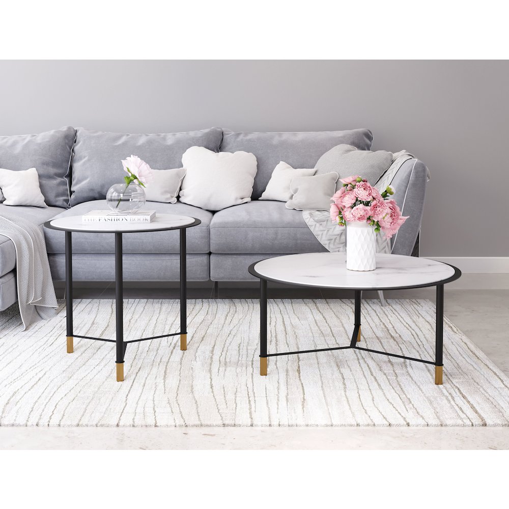 Davis Coffee Table Set (2-Piece) White & Black. Picture 9