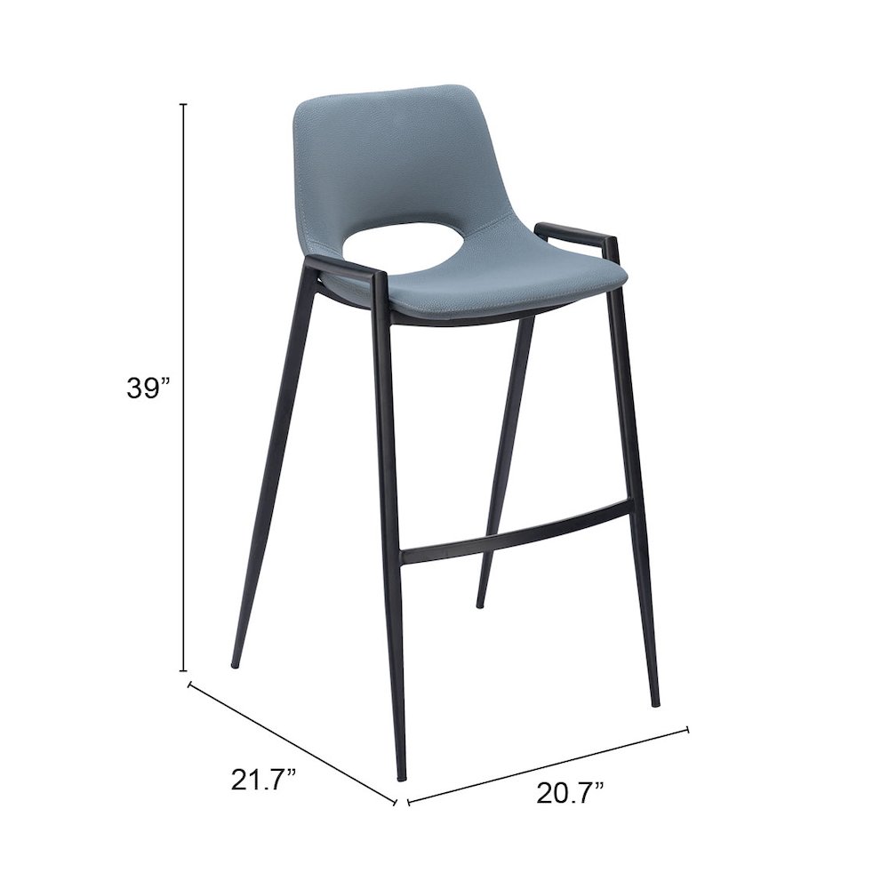 Desi Barstool (Set of 2) Azure Gray. Picture 7
