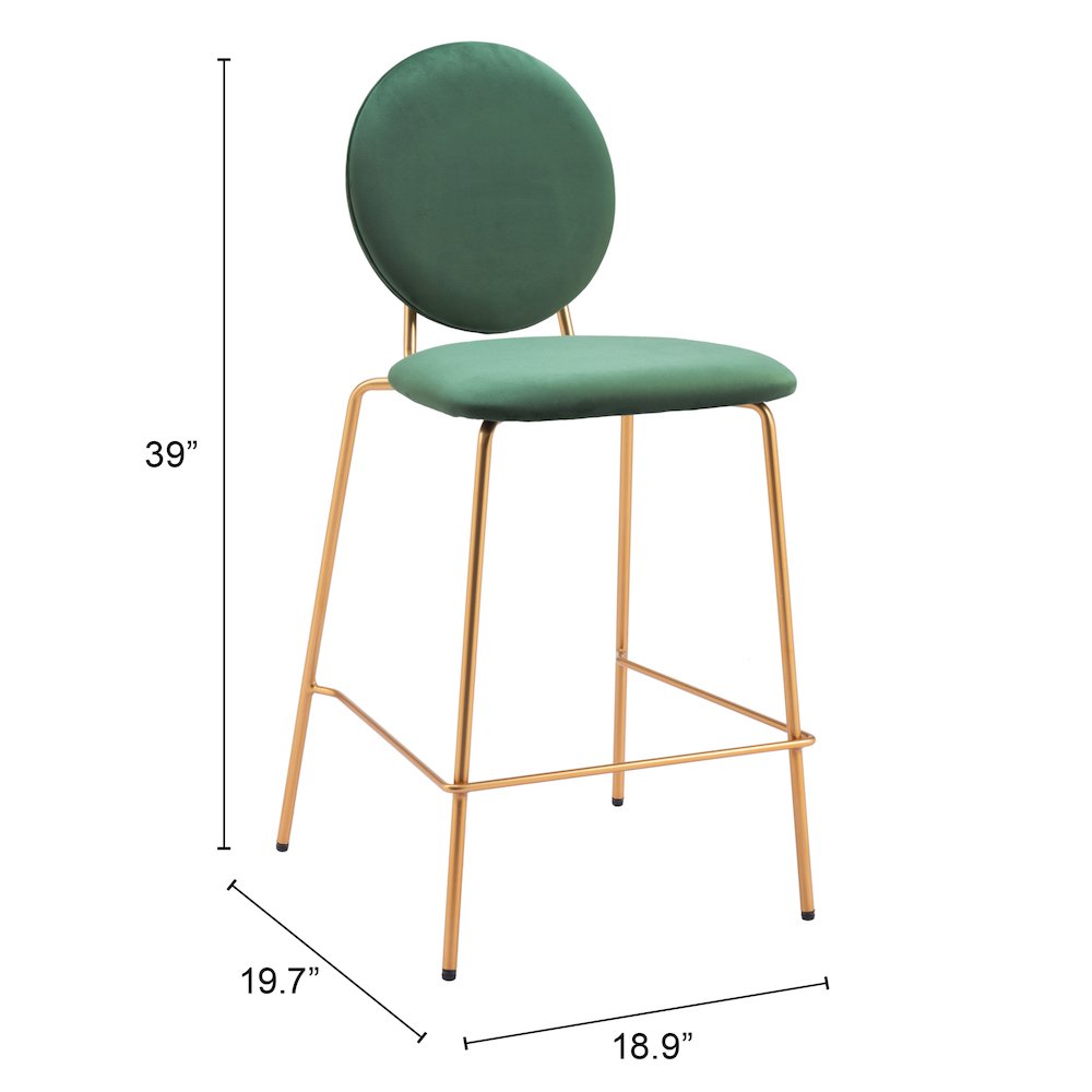 Odessa Counter Stool (Set of 2) Green & Gold. Picture 7