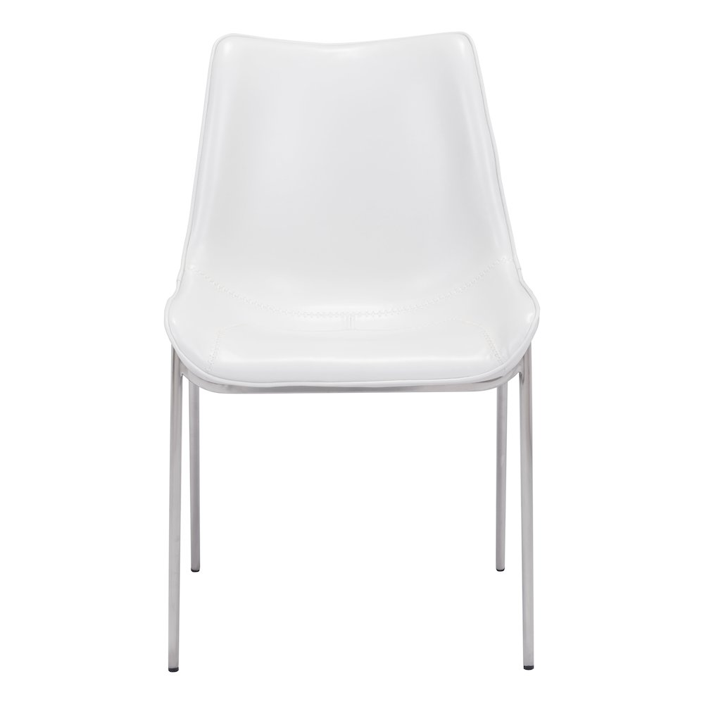 Magnus Dining Chair (Set of 2) White & Silver. Picture 3