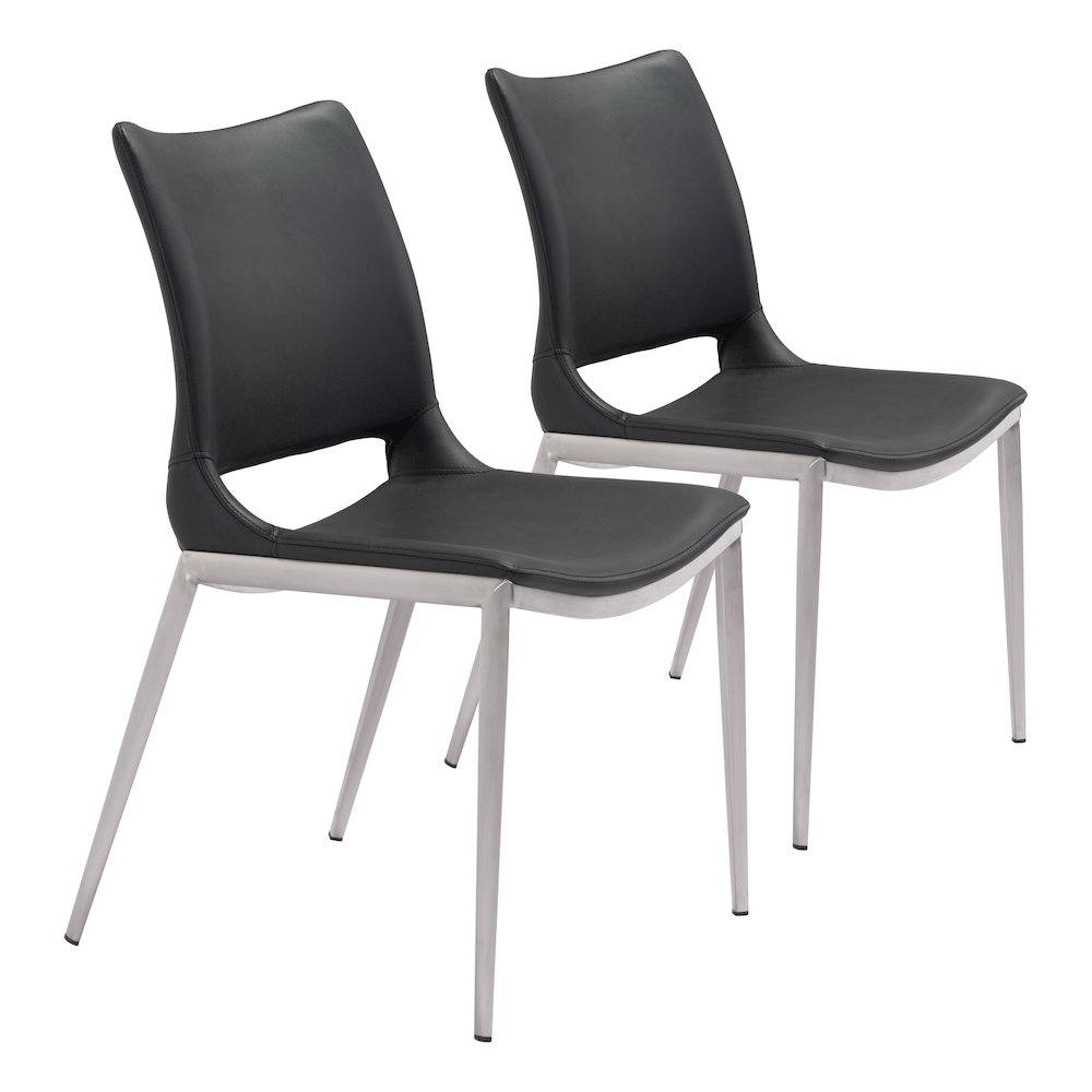 Ace Dining Chair (Set of 2) Black & Silver. Picture 6