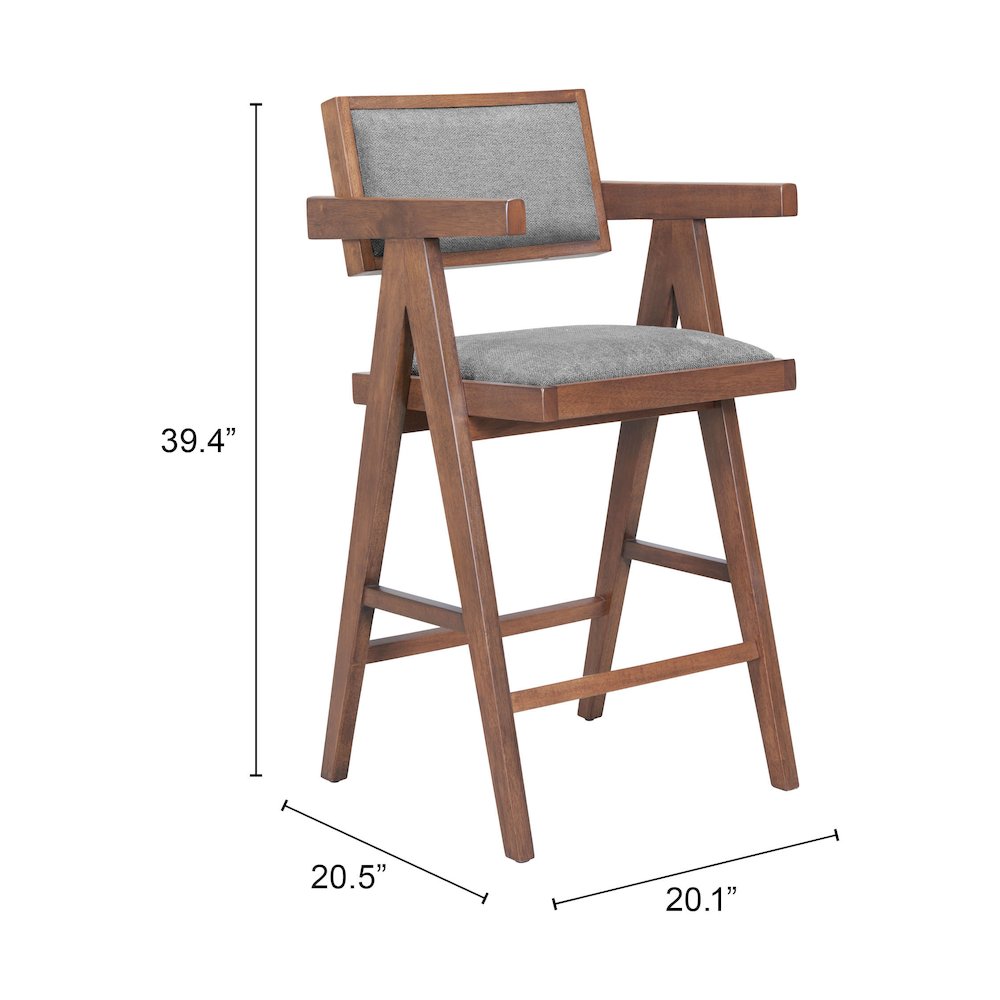 Delhi Counter Stool (Set of 2) Gray & Walnut. Picture 7