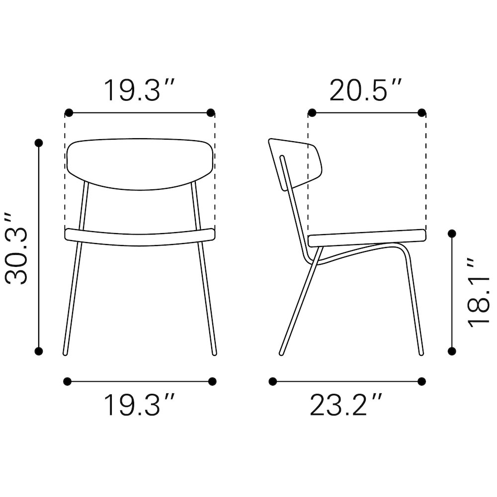 Charon Dining Chair (Set of 2) Vintage Brown. Picture 12