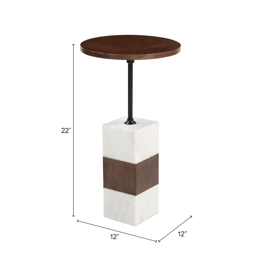 Stuk Side Table Brown & White. Picture 7