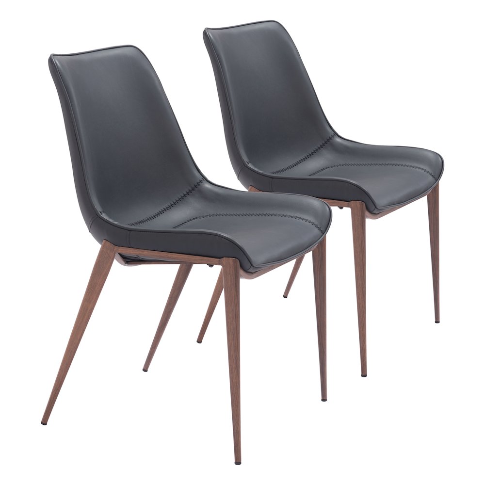 Magnus Dining Chair (Set of 2) Black & Walnut. Picture 6