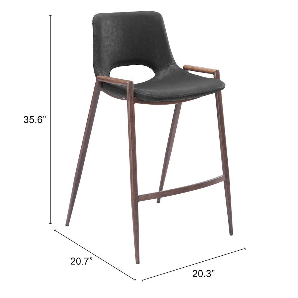 Desi Counter Stool (Set of 2) Black & Walnut. Picture 7