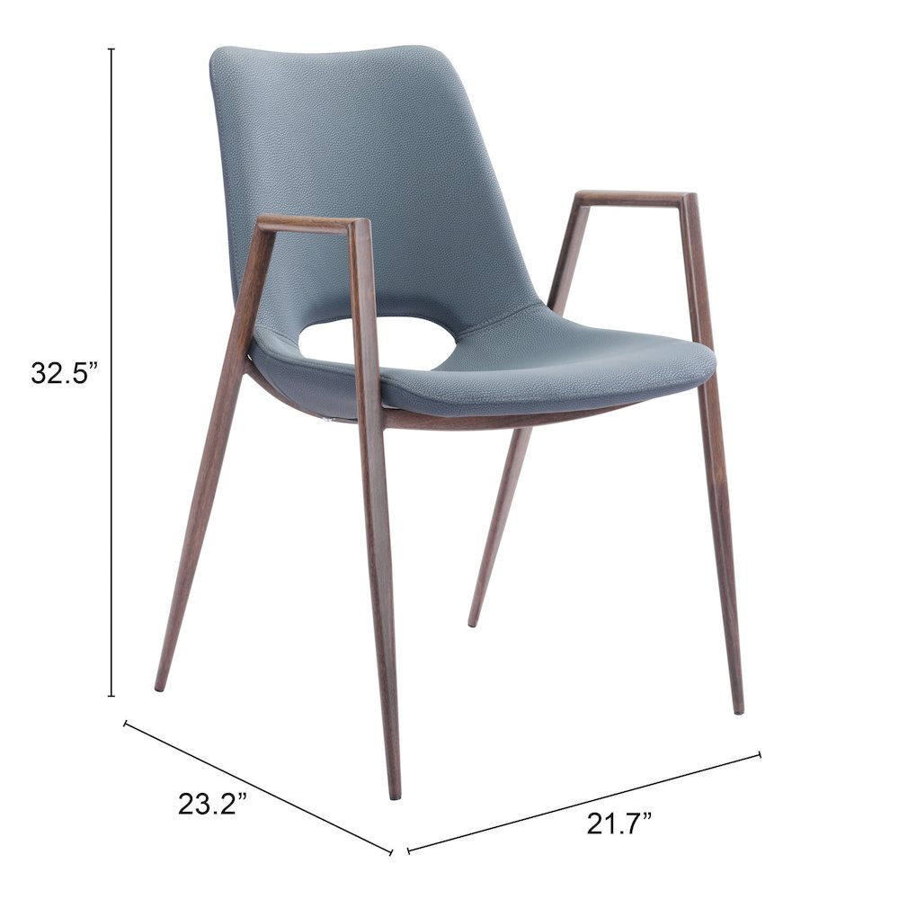 Desi Dining Chair (Set of 2) Azure Gray & Walnut. Picture 7