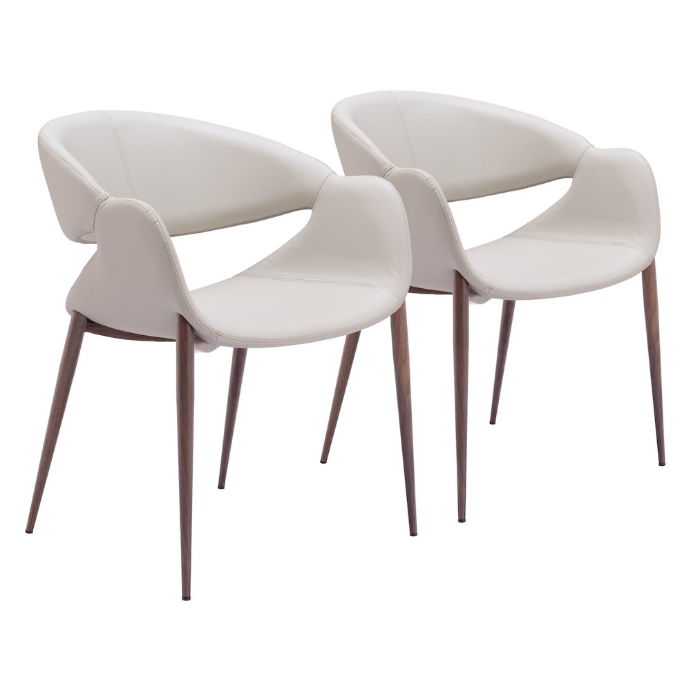 Limay Dining Chair (Set of 2) Beige & Walnut. Picture 6