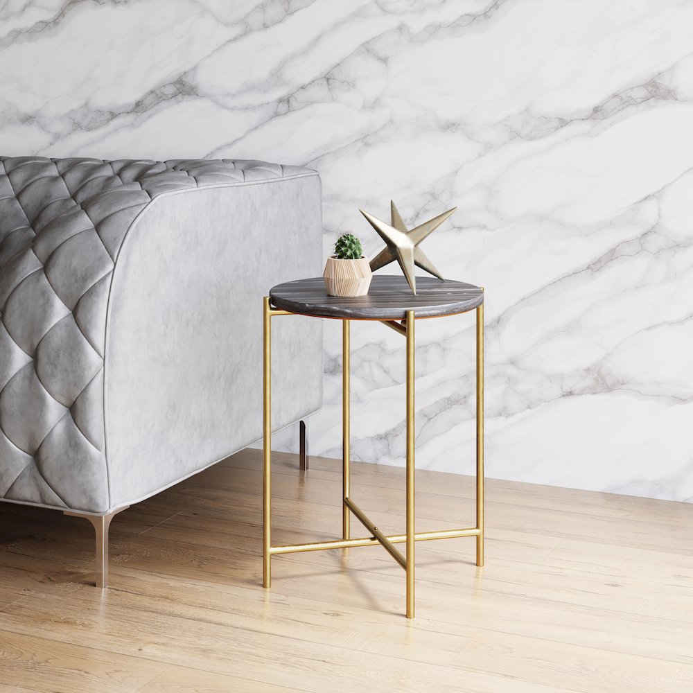 David Side Table Gray & Gold. Picture 8