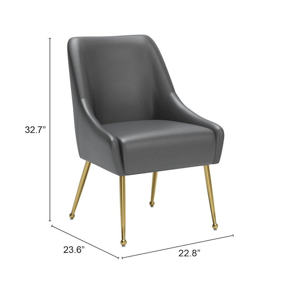 Maxine Dining Chair Gray & Gold. Picture 12