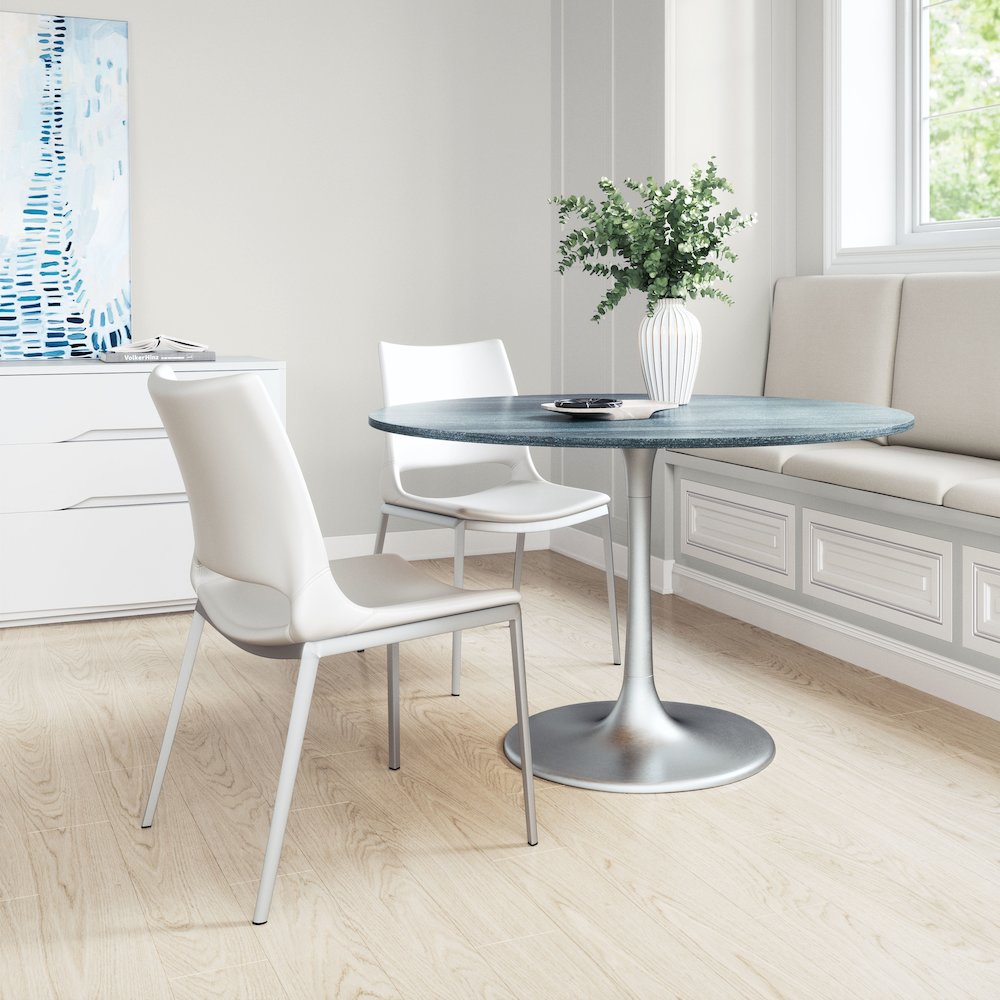 Ace Dining Chair (Set of 2) White & Silver. Picture 10