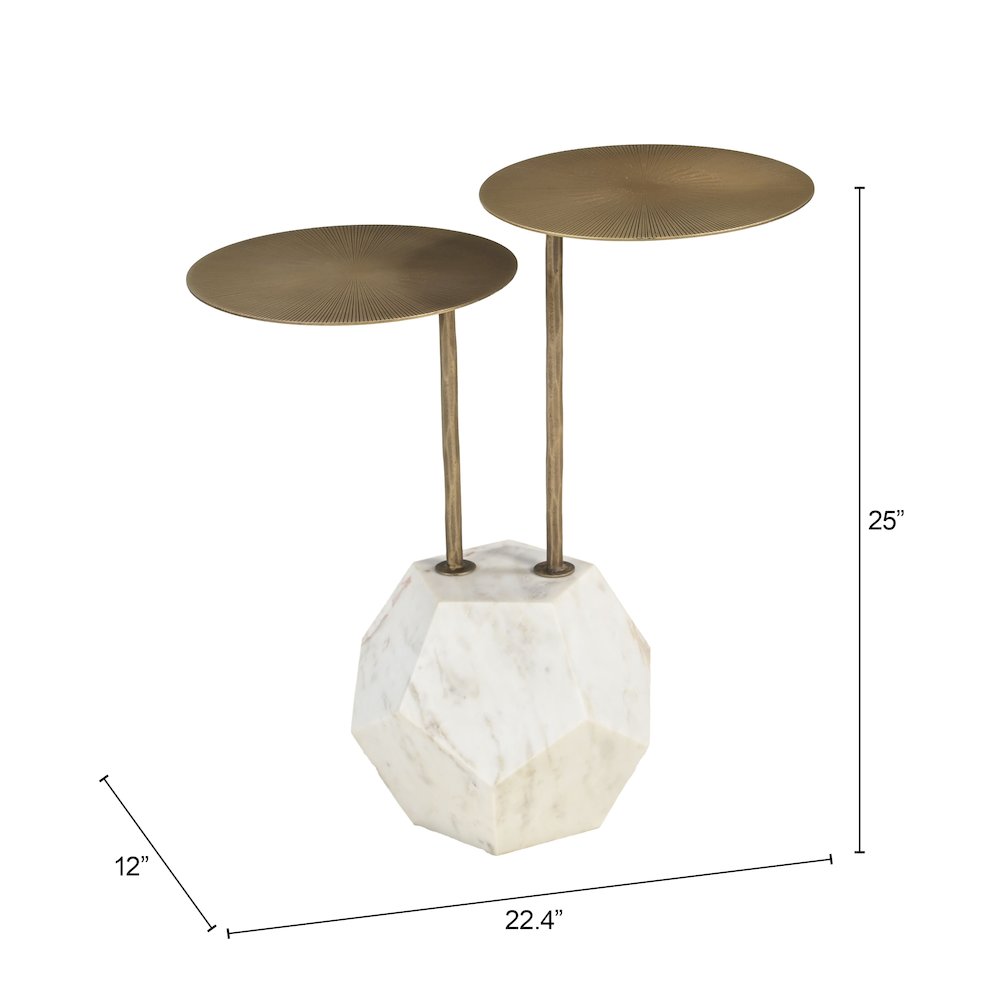 Anten Side Table Brass & White. Picture 11