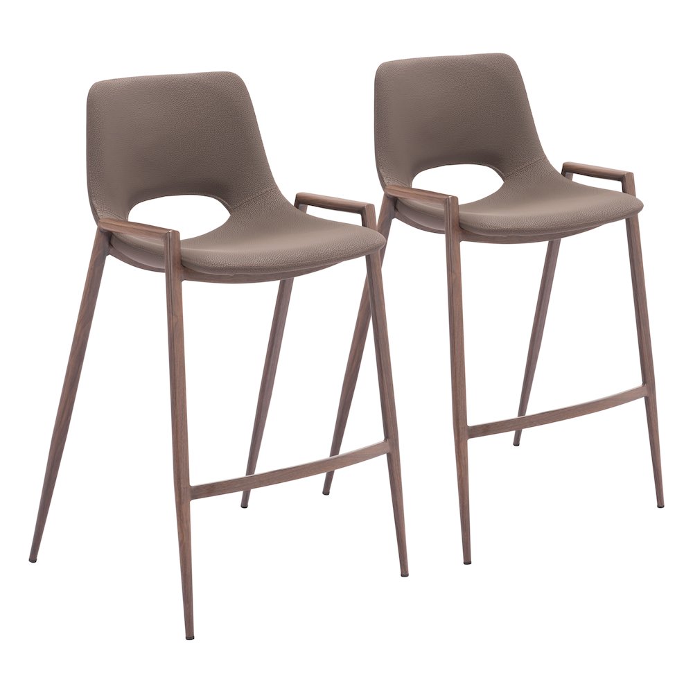 Desi Counter Stool (Set of 2) Brown & Walnut. Picture 6