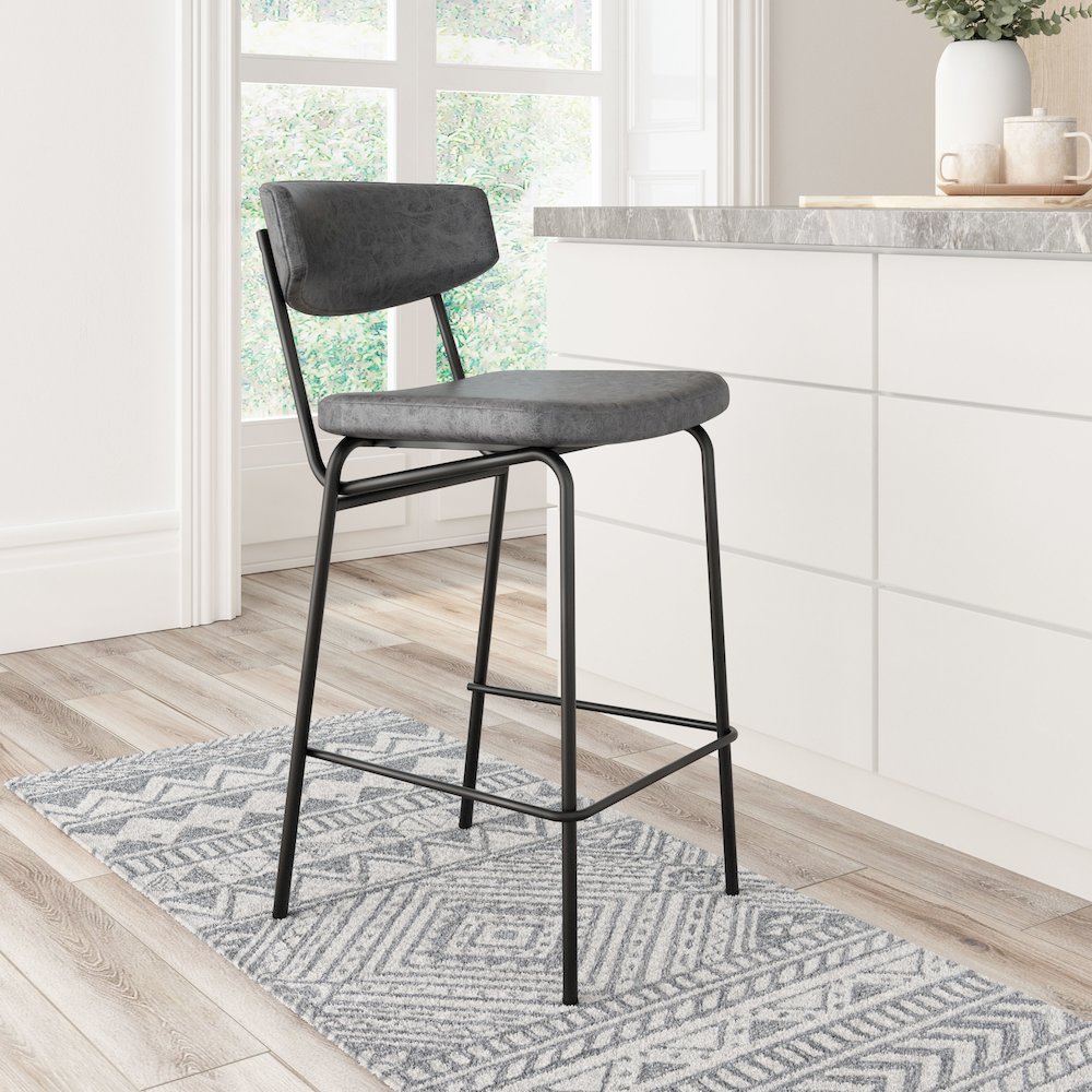 Charon Counter Stool (Set of 2) Vintage Black. Picture 9