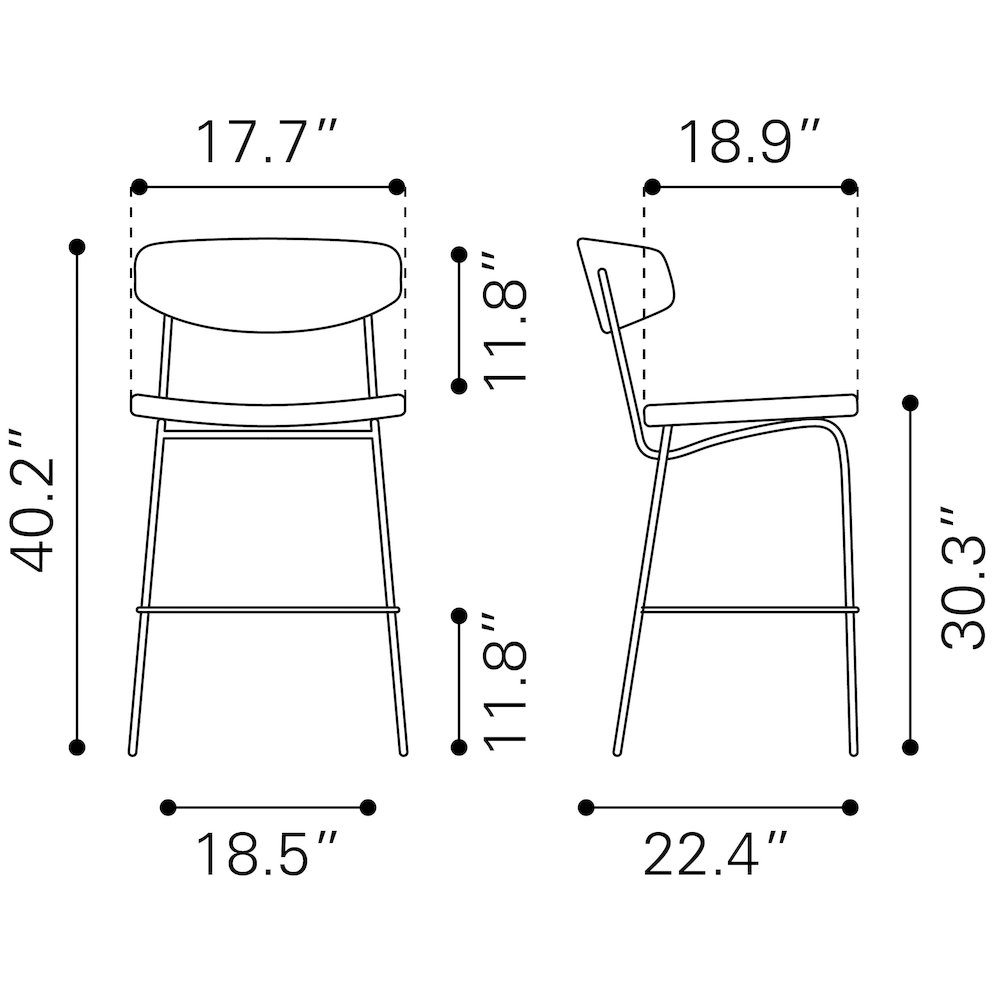 Charon Barstool (Set of 2) Vintage Black. Picture 11