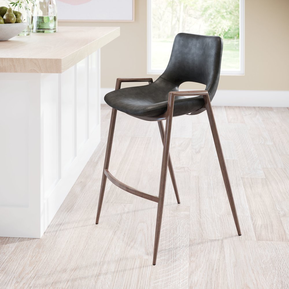 Desi Counter Stool (Set of 2) Black & Walnut. Picture 8