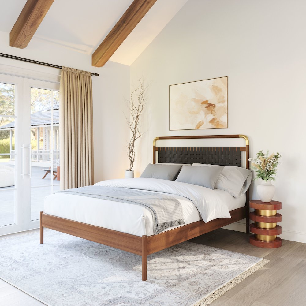Netz Queen Bed Black & Walnut. Picture 2