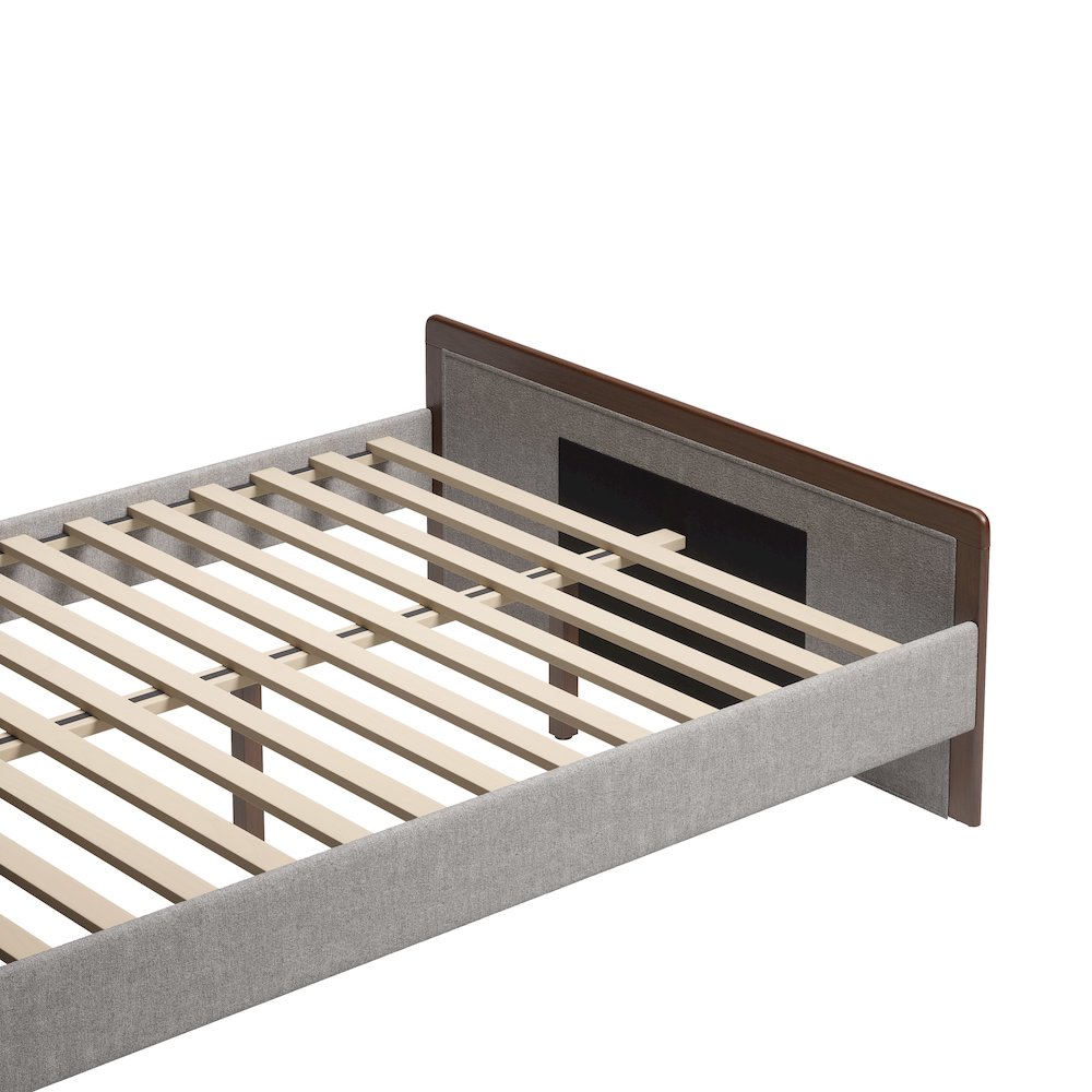 Somune Queen Bed Gray & Walnut. Picture 10