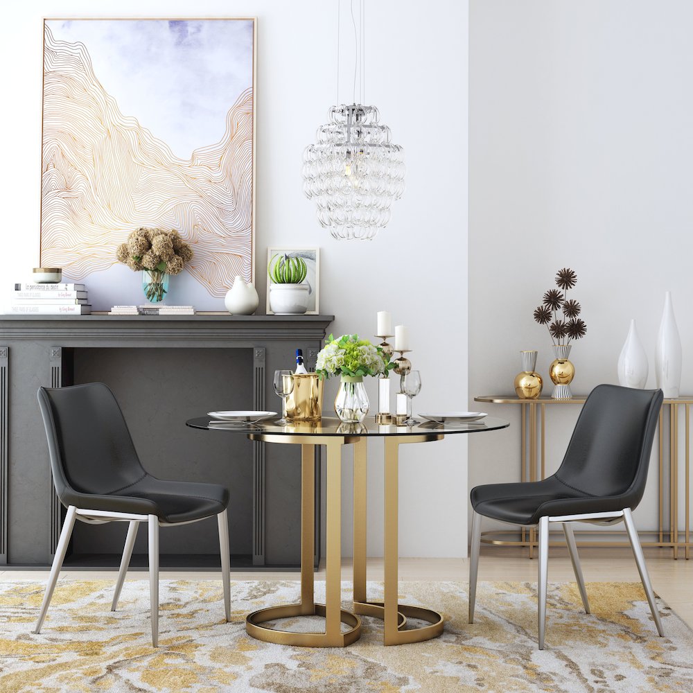 Magnus Dining Chair (Set of 2) Black & Silver. Picture 8