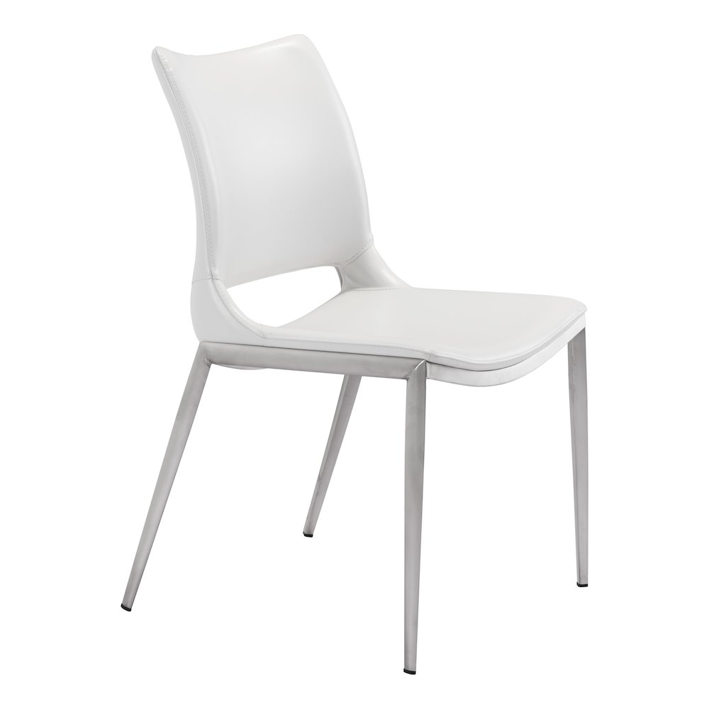Ace Dining Chair (Set of 2) White & Silver. Picture 1