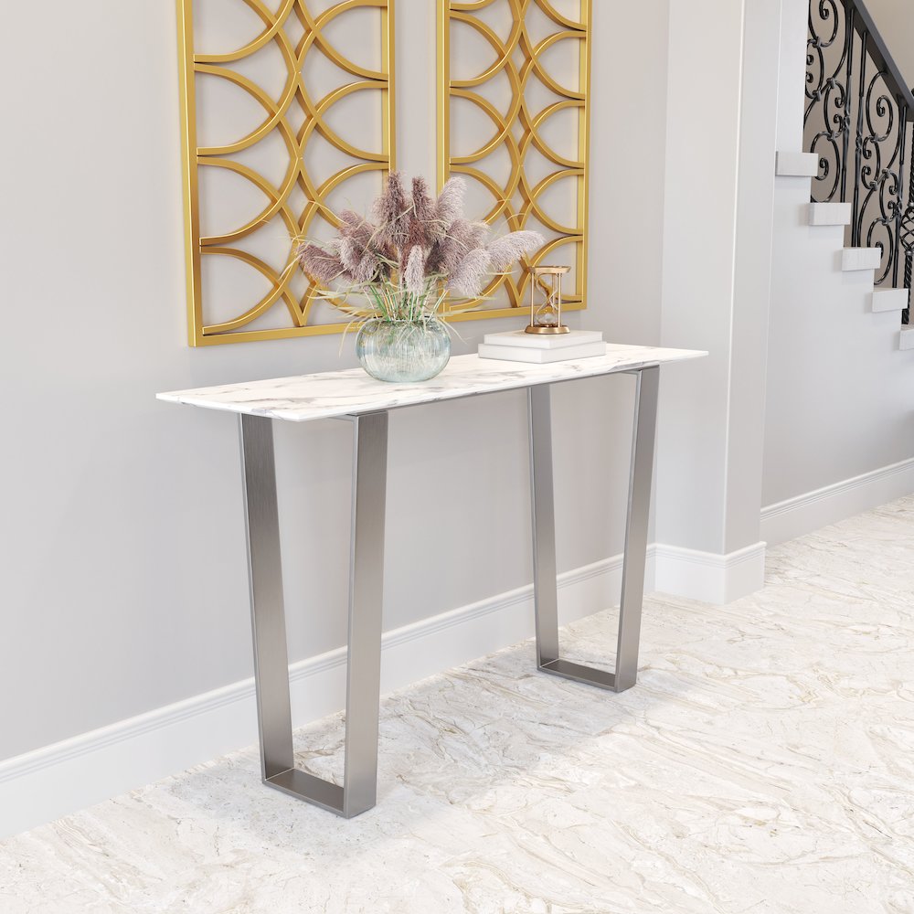 Atlas Console Table White & Silver. Picture 7