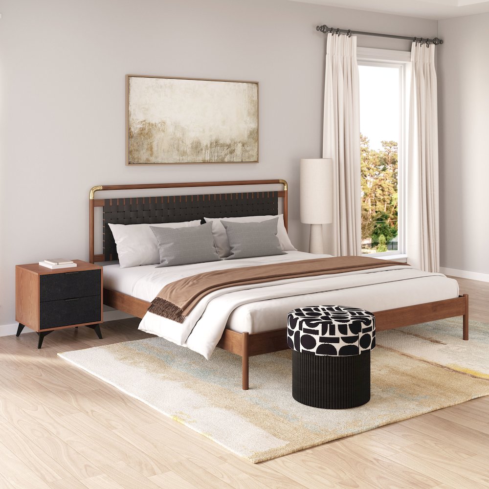 Netz King Bed Black & Walnut. Picture 2