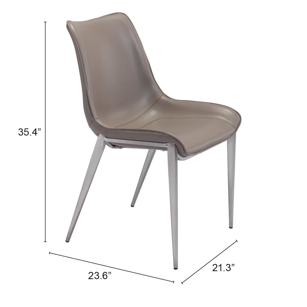 Magnus Dining Chair (Set of 2) Brown & Silver. Picture 7