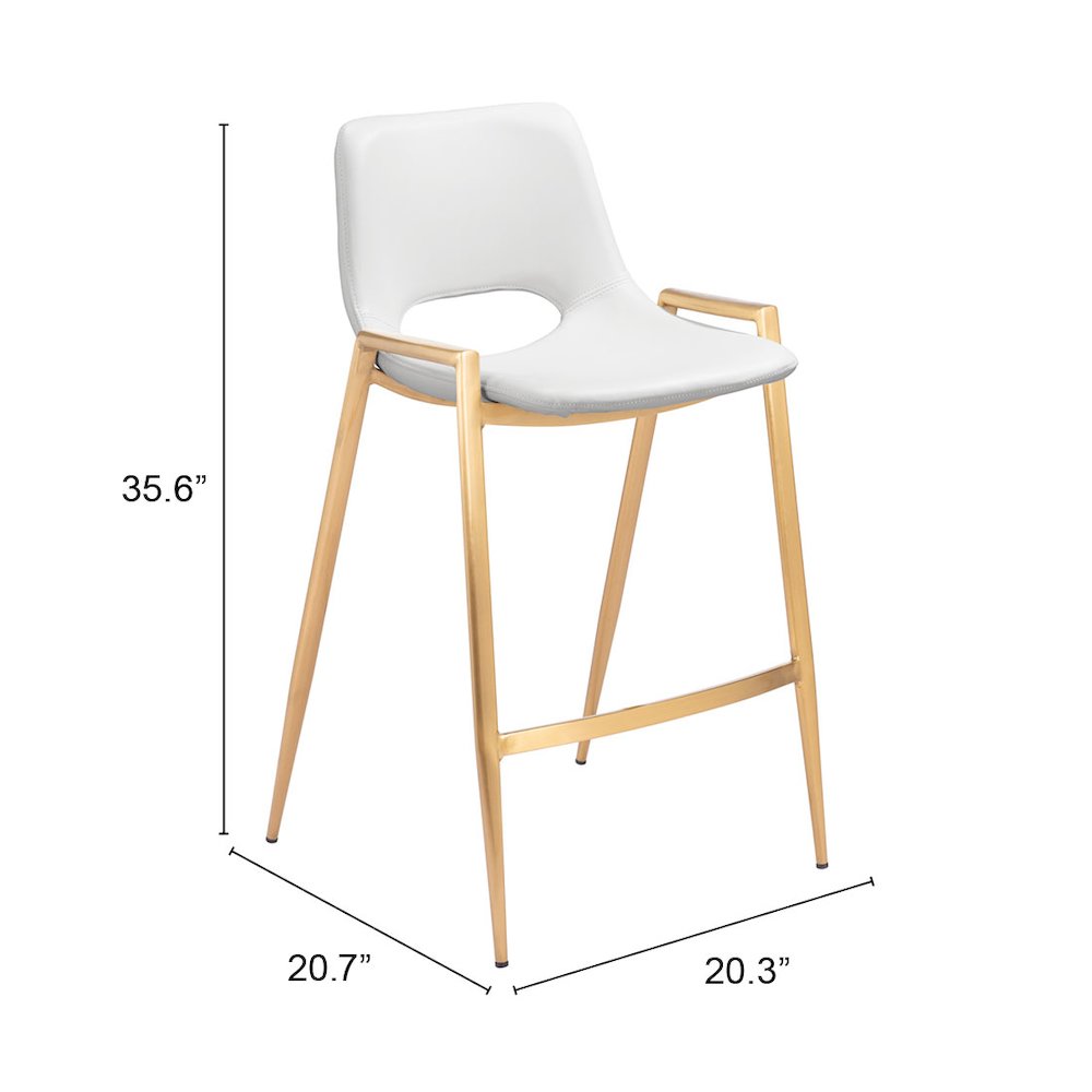 Desi Counter Stool (Set of 2) White & Gold. Picture 7
