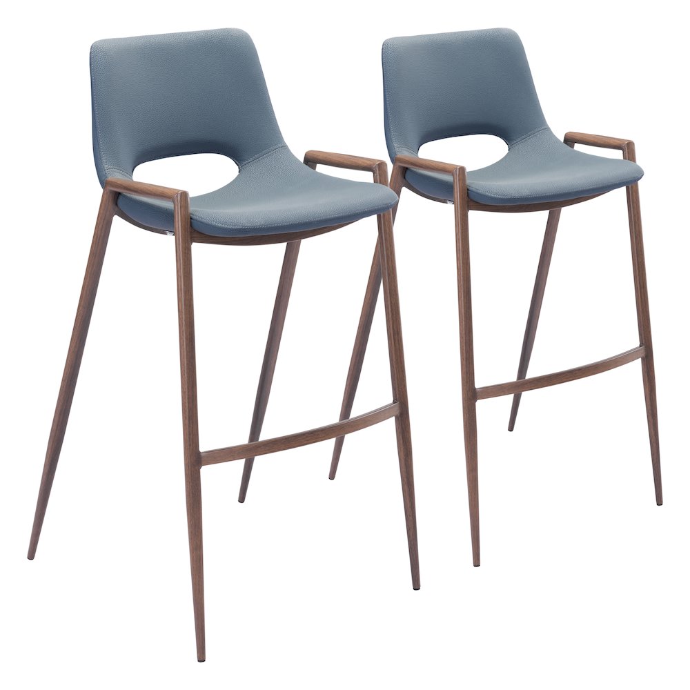 Desi Barstool (Set of 2) Azure Gray & Walnut. Picture 6