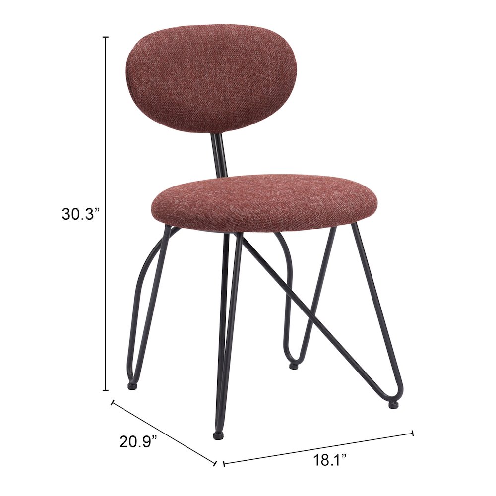 Novi Dining Chair (Set of 2) Maroon Brown. Picture 7