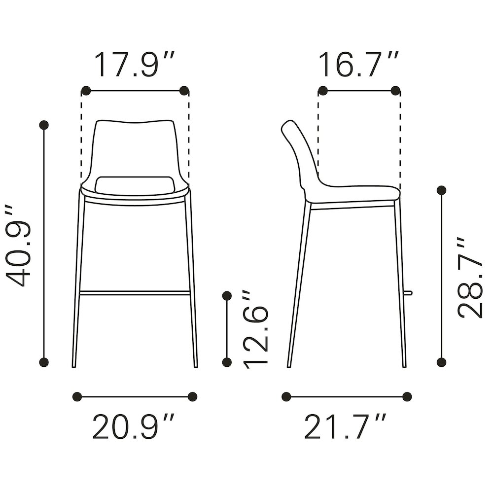 Ace Barstool (Set of 2) Black & Silver. Picture 11