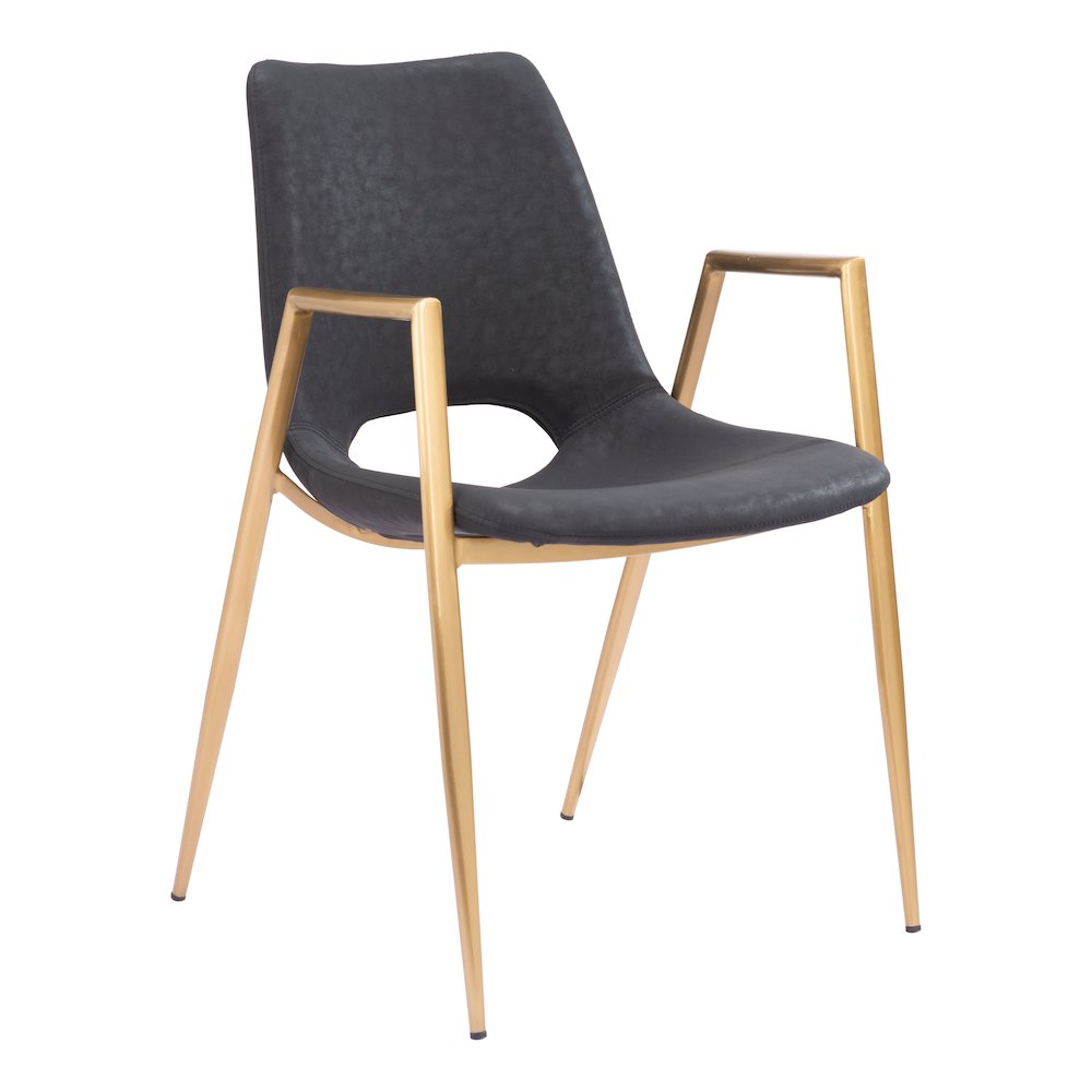 Desi Dining Chair (Set of 2) Black & Gold. Picture 1