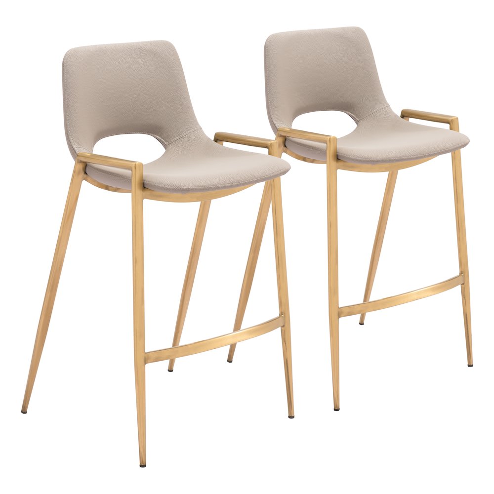 Desi Counter Stool (Set of 2) Beige & Gold. Picture 6