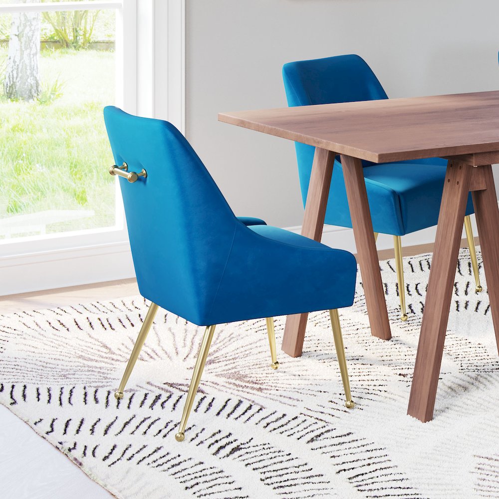 Maxine Dining Chair Navy Blue & Gold. Picture 9