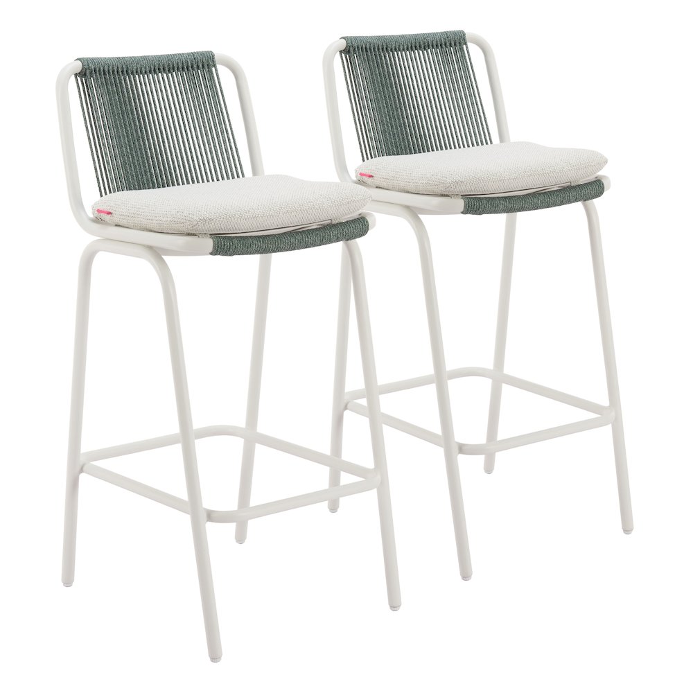 Luft Barstool (Set of 2) White & Green. Picture 6