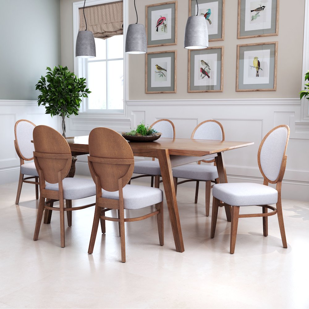 Regents Dining Chair (Set of 2) Walnut & Light Gray. Picture 8