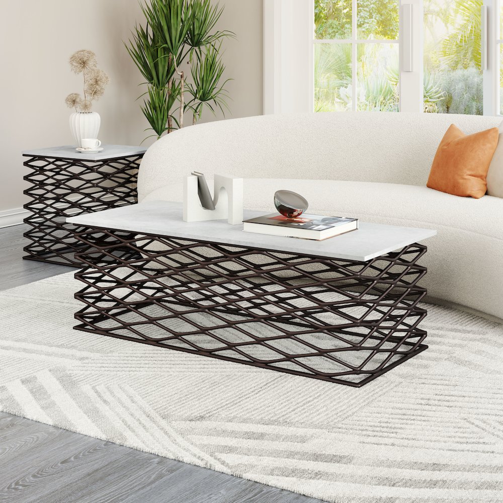 Duchess Coffee Table White & Antique Bronze. Picture 8