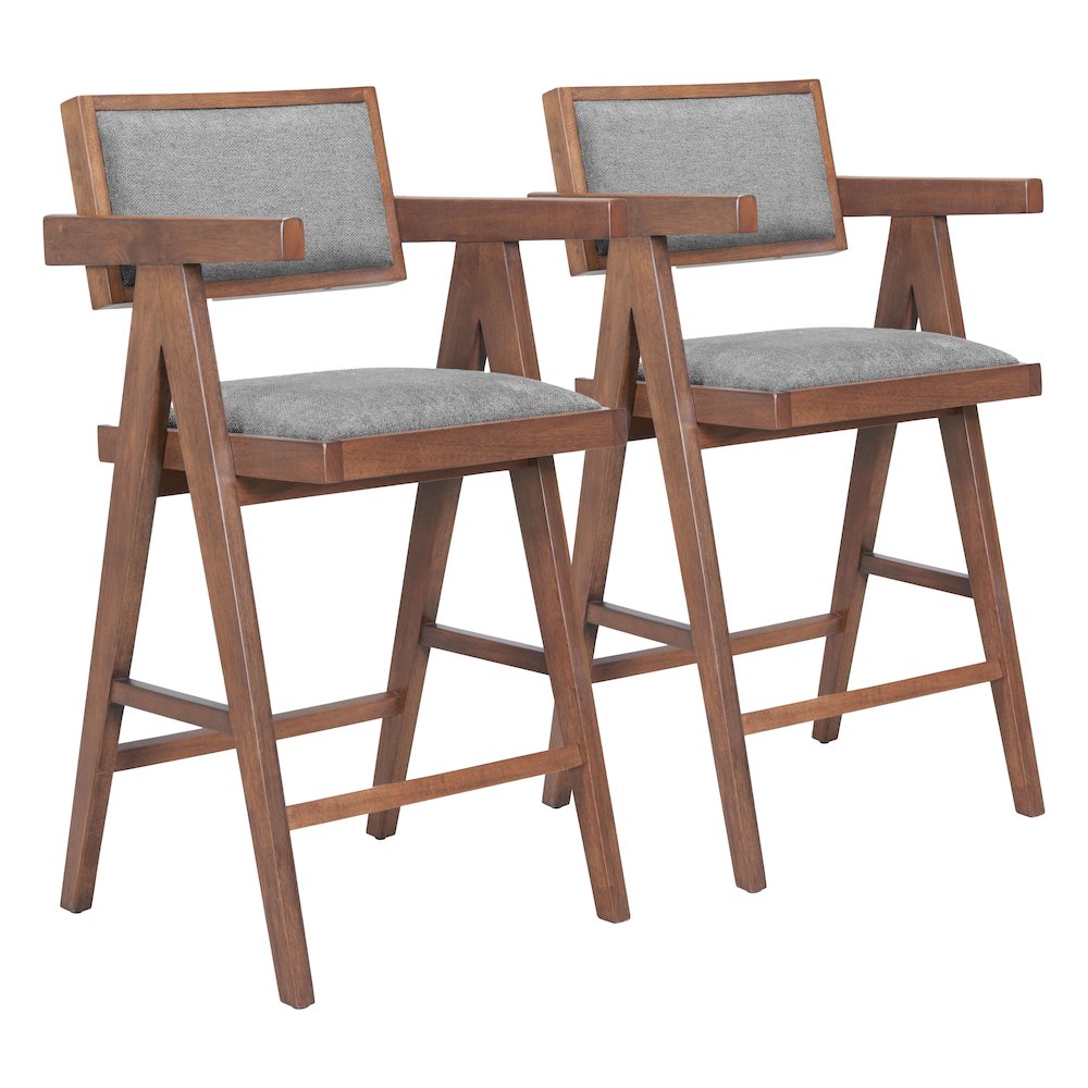 Delhi Counter Stool (Set of 2) Gray & Walnut. Picture 6