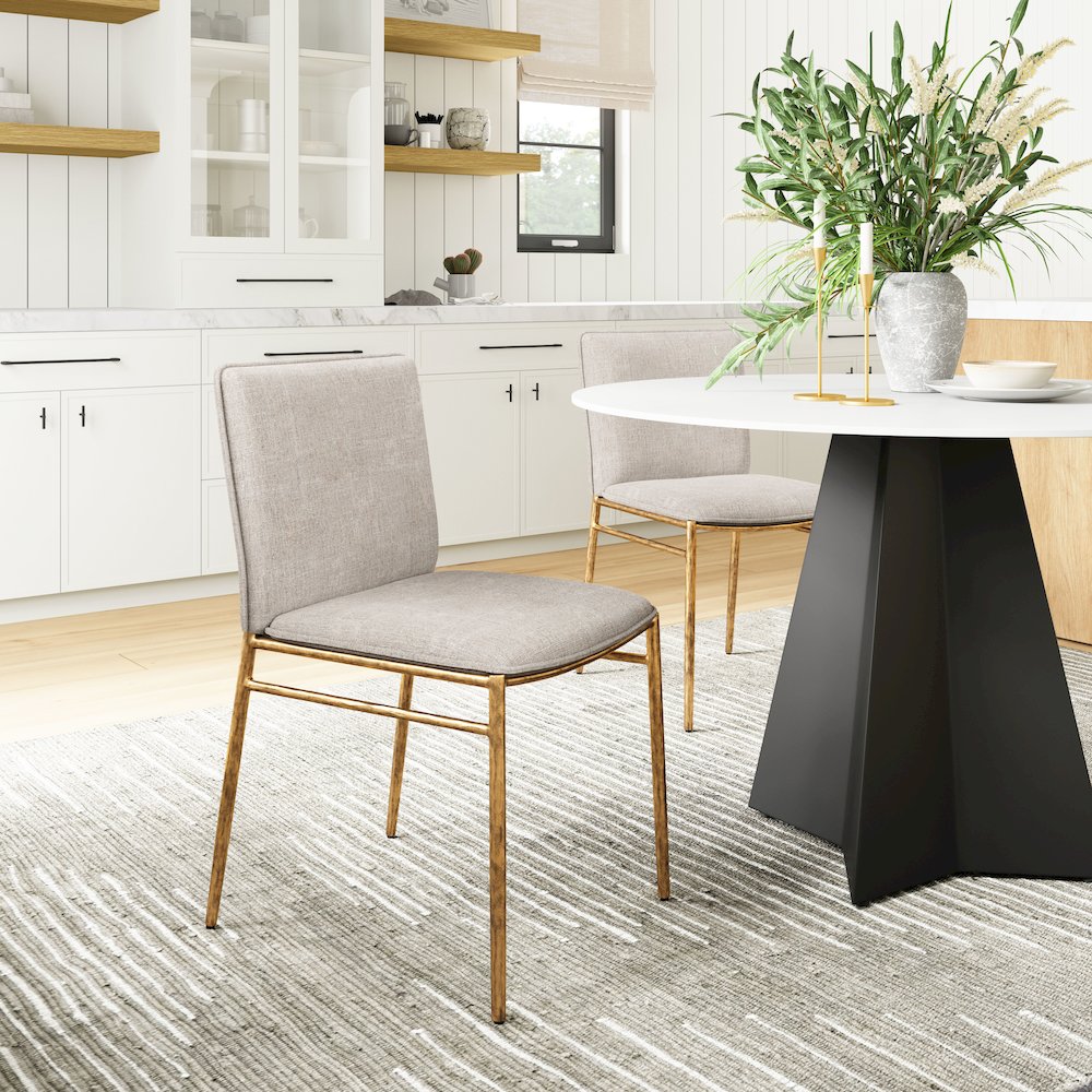 Nordvest Dining Chair Beige & Gold. Picture 8