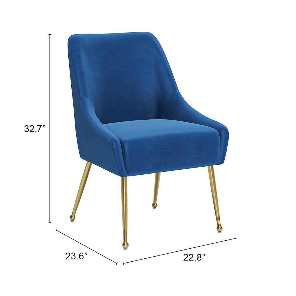 Maxine Dining Chair Navy Blue & Gold. Picture 12